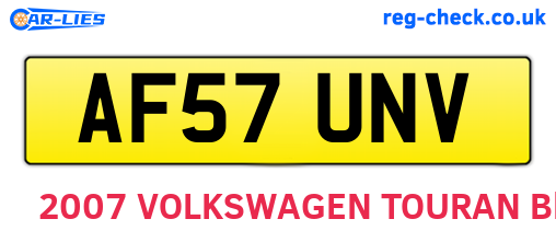 AF57UNV are the vehicle registration plates.