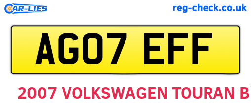 AG07EFF are the vehicle registration plates.