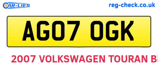 AG07OGK are the vehicle registration plates.