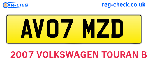 AV07MZD are the vehicle registration plates.