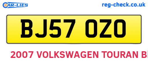BJ57OZO are the vehicle registration plates.