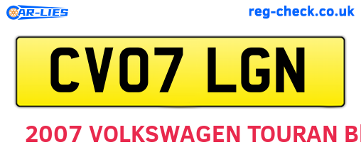 CV07LGN are the vehicle registration plates.