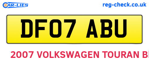 DF07ABU are the vehicle registration plates.