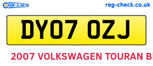 DY07OZJ are the vehicle registration plates.