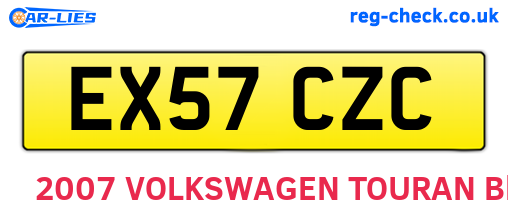 EX57CZC are the vehicle registration plates.