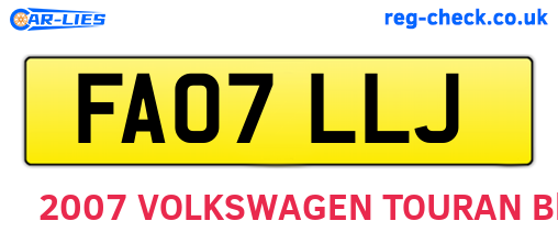 FA07LLJ are the vehicle registration plates.