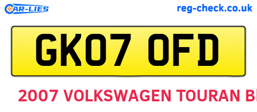 GK07OFD are the vehicle registration plates.