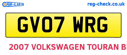 GV07WRG are the vehicle registration plates.