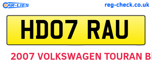HD07RAU are the vehicle registration plates.