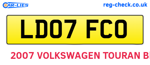 LD07FCO are the vehicle registration plates.