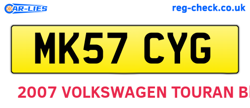 MK57CYG are the vehicle registration plates.