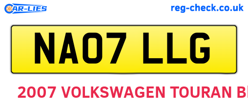 NA07LLG are the vehicle registration plates.