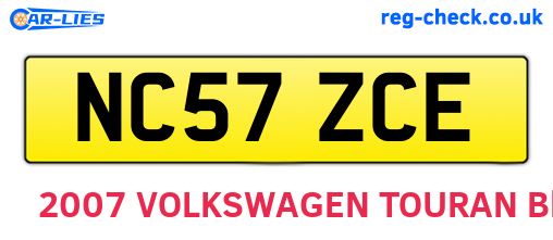NC57ZCE are the vehicle registration plates.