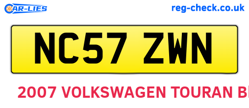 NC57ZWN are the vehicle registration plates.