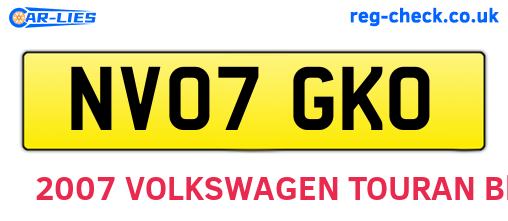 NV07GKO are the vehicle registration plates.