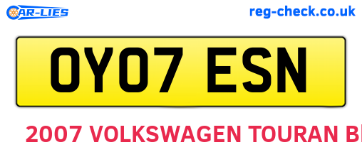 OY07ESN are the vehicle registration plates.