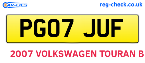 PG07JUF are the vehicle registration plates.