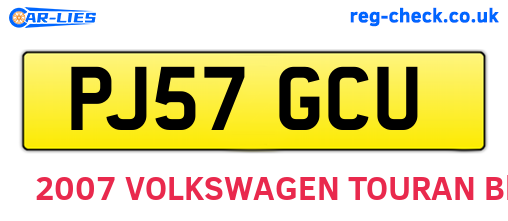 PJ57GCU are the vehicle registration plates.