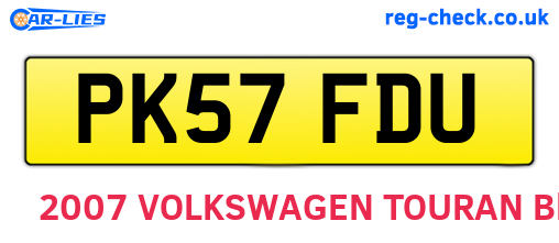 PK57FDU are the vehicle registration plates.