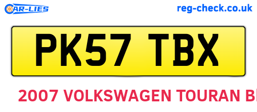 PK57TBX are the vehicle registration plates.