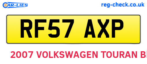 RF57AXP are the vehicle registration plates.