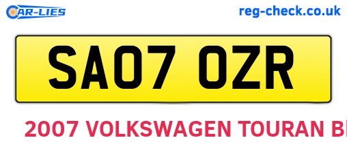 SA07OZR are the vehicle registration plates.