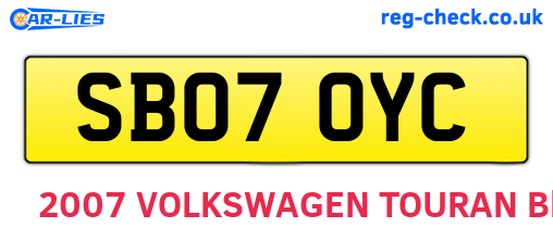 SB07OYC are the vehicle registration plates.