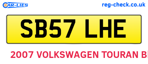 SB57LHE are the vehicle registration plates.