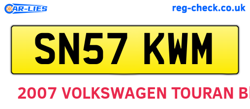 SN57KWM are the vehicle registration plates.