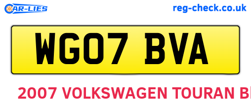 WG07BVA are the vehicle registration plates.