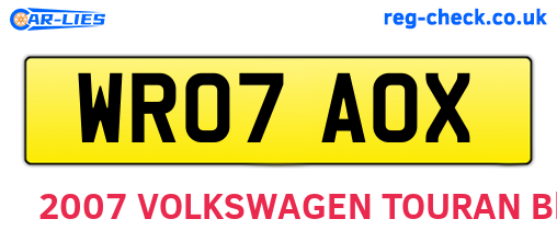 WR07AOX are the vehicle registration plates.