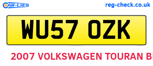 WU57OZK are the vehicle registration plates.