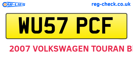 WU57PCF are the vehicle registration plates.