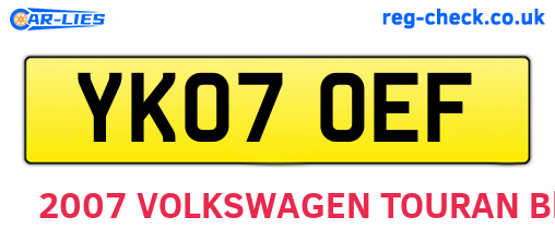 YK07OEF are the vehicle registration plates.
