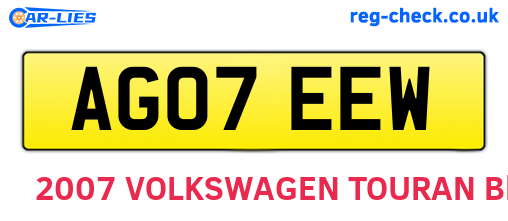 AG07EEW are the vehicle registration plates.