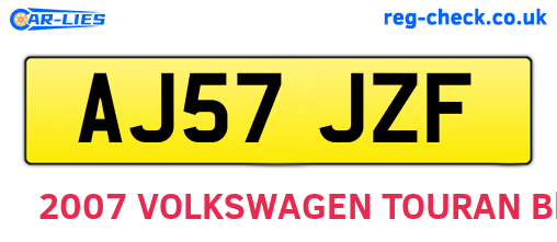 AJ57JZF are the vehicle registration plates.