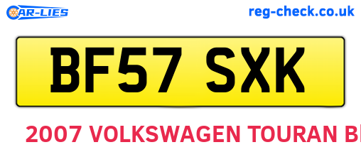 BF57SXK are the vehicle registration plates.