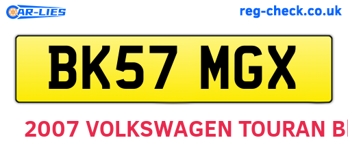BK57MGX are the vehicle registration plates.