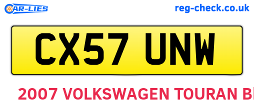 CX57UNW are the vehicle registration plates.