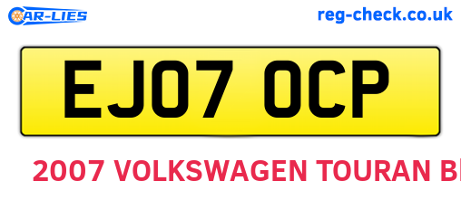 EJ07OCP are the vehicle registration plates.