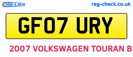 GF07URY are the vehicle registration plates.