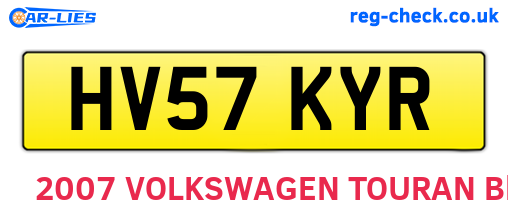 HV57KYR are the vehicle registration plates.