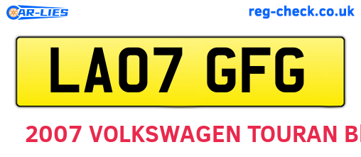 LA07GFG are the vehicle registration plates.