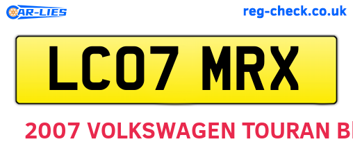 LC07MRX are the vehicle registration plates.