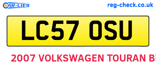 LC57OSU are the vehicle registration plates.