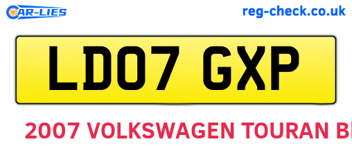 LD07GXP are the vehicle registration plates.