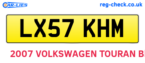 LX57KHM are the vehicle registration plates.