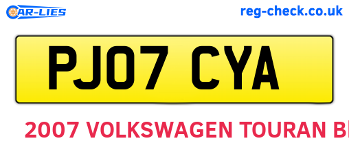 PJ07CYA are the vehicle registration plates.