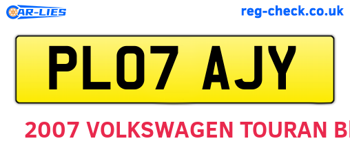 PL07AJY are the vehicle registration plates.