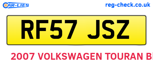 RF57JSZ are the vehicle registration plates.